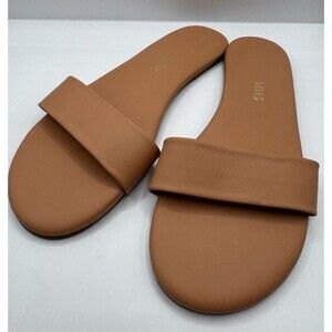 TKEES Alex Leather Slide Sandals Womens Size 9 Tan Minimalist Flat